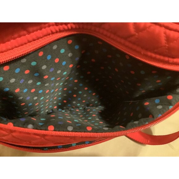 Vera Bradley Red Quilted Crossbody Bag With Adjustable Strap & Multiple Zipper P - Picture 9 of 16